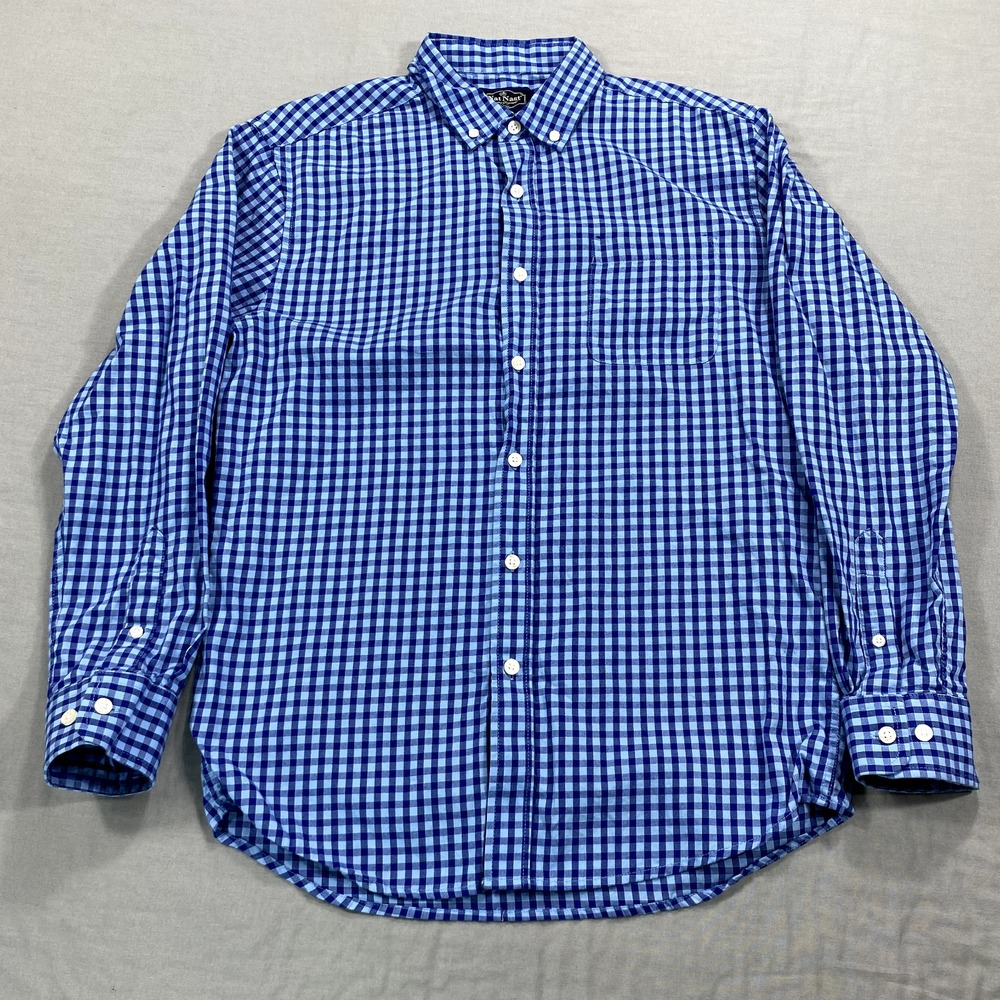 Nat Nast Shirt Mens Medium Blue Plaid Luxury Original Button Up Casual Adult